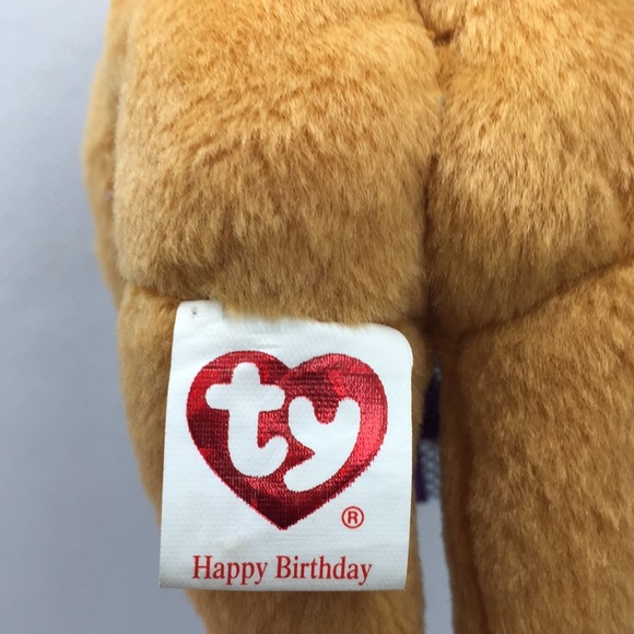 Ty Beanie Baby Retired 2004 Happy Birthday Bear Holding A Gift 5" Hanging Toy - Picture 2 of 11
